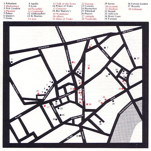 Map of Theatreland in 1972 with proposed Theatre demolitions marked in red.